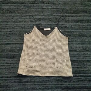 Ba&sh Size 1  Gold/Black Yelda Tweed V Neck Sleeveless Shimmer Knit Top